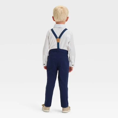 Toddler Boys' Long Sleeve Button-Down Shirt And Suspender Pants Set - Cat & Jack™ White 3 Toddler Boys' Long Sleeve Button-Down Shirt And Suspender Pants Set - Cat & Jack™ White