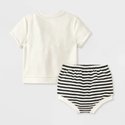 Baby 2pc Halloween Dog & Cat Trick-Or-Treating T-Shirt & Bloomer Set - Cat & Jack™ Cream