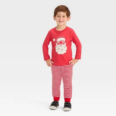 Toddler Boys' 2pc Santa Printed Long Sleeve Graphic T-Shirt And Fleece Jogger Pants Set - Cat & Jack™ Red 4 Toddler Boys' 2pc Santa Printed Long Sleeve Graphic T-Shirt And Fleece Jogger Pants Set - Cat & Jack™ Red - Image 2