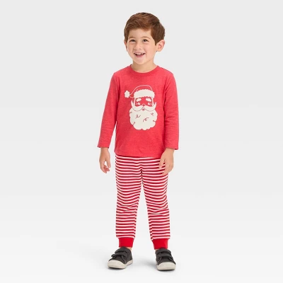 Toddler Boys' 2pc Santa Printed Long Sleeve Graphic T-Shirt And Fleece Jogger Pants Set - Cat & Jack™ Red 5 Toddler Boys' 2pc Santa Printed Long Sleeve Graphic T-Shirt And Fleece Jogger Pants Set - Cat & Jack™ Red - Image 3