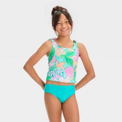 Girls' 'Tropical Dreaming' Floral Printed Tankini Set - Cat & Jack™ 5 Girls' 'Tropical Dreaming' Floral Printed Tankini Set - Cat & Jack™ - Image 3