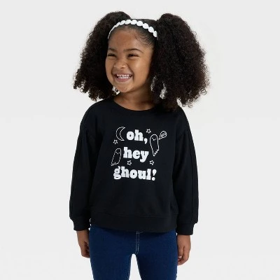Toddler Girls' Halloween French Terry Pullover - Cat & Jack™ Black 5 Toddler Girls' Halloween French Terry Pullover - Cat & Jack™ Black - Image 4