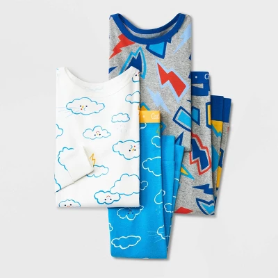 Toddler Boys' 4pc Light & Cloud Pajama Set - Cat & Jack™ Gray 5 Toddler Boys' 4pc Light & Cloud Pajama Set - Cat & Jack™ Gray - Image 3