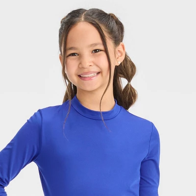 Girls' Solid Long Sleeve Rash Guard Top - Cat & Jack™ Blue 3 Girls' Solid Long Sleeve Rash Guard Top - Cat & Jack™ Blue