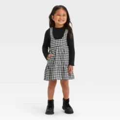 Toddler Girls' Gingham Checkered Skirtall Set - Cat & Jack™ Black -Kid Clothing GUEST 087fc7bf ad4a 40a6 8e42 82036eb6ba4e