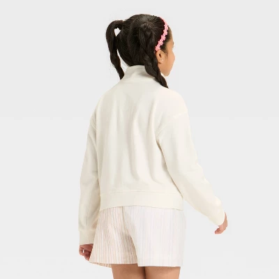 Girls' French Terry Quarter Zip Pullover Sweatshirt - Cat & Jack™ 3 Girls' French Terry Quarter Zip Pullover Sweatshirt - Cat & Jack™