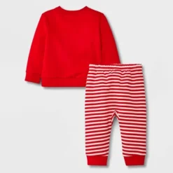 Baby 2pc Santa Fleece Graphic Top & Bottom Set - Cat & Jack™ Red