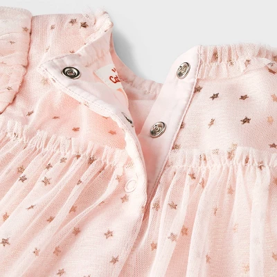 Baby Girls' Foil Tulle Dress - Cat & Jack™ Orange 4 Baby Girls' Foil Tulle Dress - Cat & Jack™ Orange - Image 2