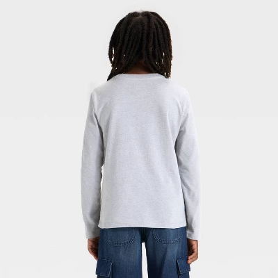 Boys' Long Sleeve 'Gray Wolf' Graphic T-Shirt - Cat & Jack™ Light Gray 4 Boys' Long Sleeve 'Gray Wolf' Graphic T-Shirt - Cat & Jack™ Light Gray - Image 2