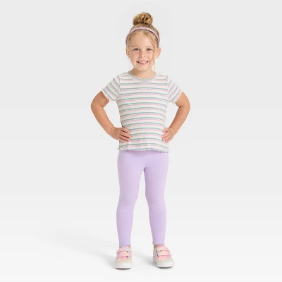 Toddler Girls' Short Sleeve Striped Ribbed T-Shirt - Cat & Jack™ Ivory 18M 4 Toddler Girls' Short Sleeve Striped Ribbed T-Shirt - Cat & Jack™ Ivory 18M - Image 2