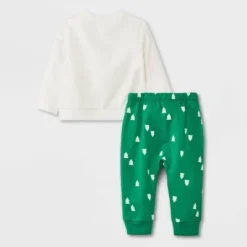 Baby 2pc Jolly Fleece Graphic Top & Bottom Set - Cat & Jack™ Green