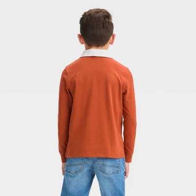 Boys' Long Sleeve Solid Polo Shirt - Cat & Jack™ 3 Boys' Long Sleeve Solid Polo Shirt - Cat & Jack™