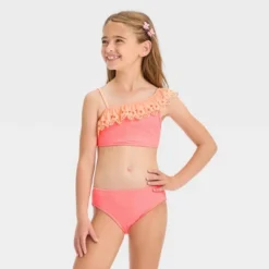 Girls' 'Seashells By The Seashore' Solid Bikini Set - Cat & Jack™ Peach Orange -Kid Clothing GUEST 0de4c165 1f1e 4402 b38a 74c37c9b8997