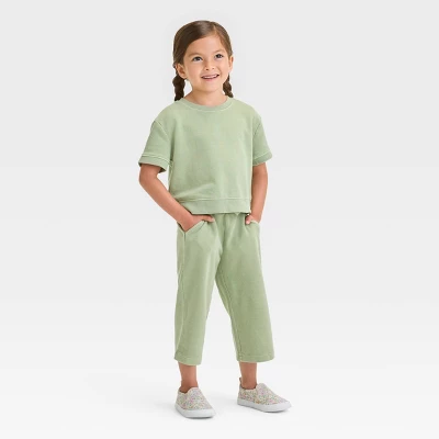 Toddler Girls' Crop Pants Set - Cat & Jack™ Olive Green 5 Toddler Girls' Crop Pants Set - Cat & Jack™ Olive Green - Image 3