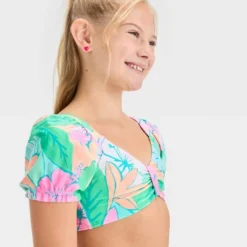 Girls' 'Lovely Luau' Floral Printed Bikini Set - Cat & Jack™ White