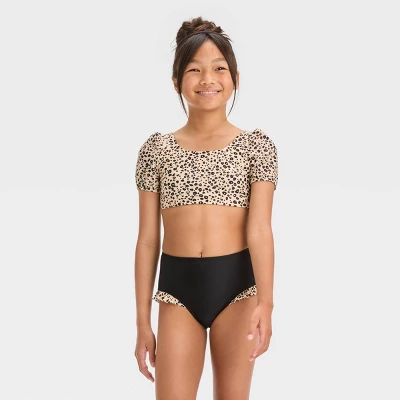 Girls' Leopard Spot Printed Bikini Set - Cat & Jack™ Beige 5 Girls' Leopard Spot Printed Bikini Set - Cat & Jack™ Beige - Image 3