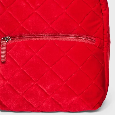 Girls' Quilted Velvet 10" Mini Backpack - Cat & Jack™ Red 5 Girls' Quilted Velvet 10" Mini Backpack - Cat & Jack™ Red - Image 3