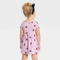 Toddler Girls' Short Sleeve Halloween Cats Dress - Cat & Jack™ Lavender