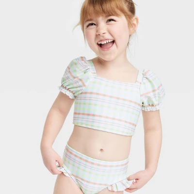 Toddler Girls' 2pc Plaid Bikini Set - Cat & Jack™ 3 Toddler Girls' 2pc Plaid Bikini Set - Cat & Jack™