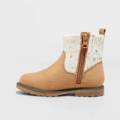 Toddler Girls' Emmaline Zipper Booties - Cat & Jack™ Cognac 3 Toddler Girls' Emmaline Zipper Booties - Cat & Jack™ Cognac