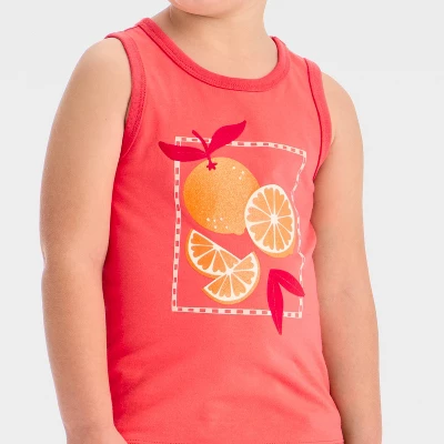 Toddler Girls' 'Oranges' Graphic Tank Top - Shirt - Cat & Jack™ Coral Orange 3 Toddler Girls' 'Oranges' Graphic Tank Top - Shirt - Cat & Jack™ Coral Orange