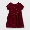 Toddler Girls' Apple Button-Front Short Sleeve Dress - Cat & Jack™ Burgundy 12M -Kid Clothing GUEST 1268dcd8 db61 48d0 aab8 4329f1a399a4