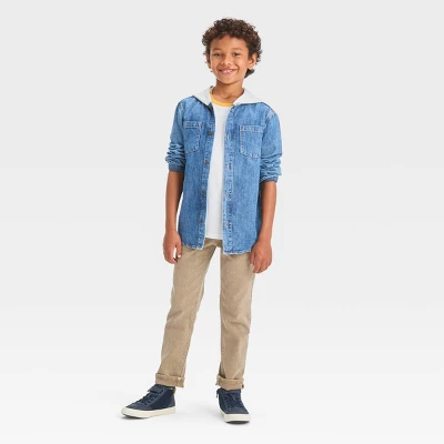 Boys' Long Sleeve Hooded Shacket - Cat & Jack™ Medium Wash 4 Boys' Long Sleeve Hooded Shacket - Cat & Jack™ Medium Wash - Image 2