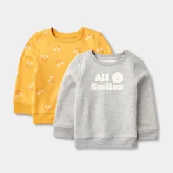 Toddler Girls' 2pk Fleece Pullover Sweatshirt - Cat & Jack™ Heather Gray/Yellow -Kid Clothing GUEST 1712f19a 9aea 4e25 b01d 3f014e709a5f