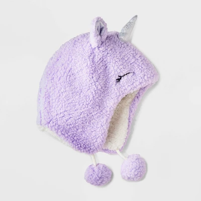 Girls' Unicorn Trapper Hat - Cat & Jack™ Purple 3 Girls' Unicorn Trapper Hat - Cat & Jack™ Purple