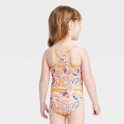 Toddler Girls' Butterfly One Piece Swimsuit - Cat & Jack™ Orange 4 Toddler Girls' Butterfly One Piece Swimsuit - Cat & Jack™ Orange - Image 2