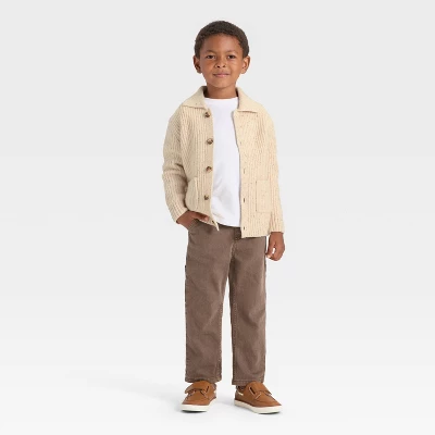 Toddler Boys' Button-Up Cardigan - Cat & Jack™ Oatmeal 4 Toddler Boys' Button-Up Cardigan - Cat & Jack™ Oatmeal - Image 2