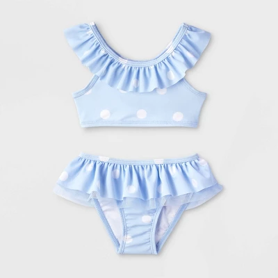 Toddler Girls' Polka Dots Bikini Set - Cat & Jack™ Blue 5 Toddler Girls' Polka Dots Bikini Set - Cat & Jack™ Blue - Image 3
