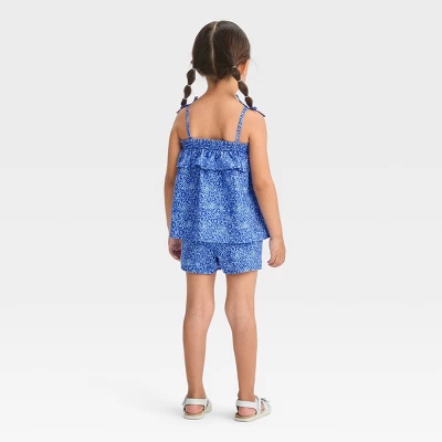 Toddler Girls' Floral Skirtall Set - Cat & Jack™ Blue 3 Toddler Girls' Floral Skirtall Set - Cat & Jack™ Blue