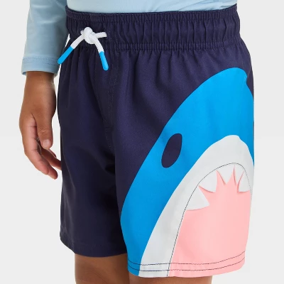 Toddler Boys' Shark Bite Swim Shorts - Cat & Jack™ Navy 4 Toddler Boys' Shark Bite Swim Shorts - Cat & Jack™ Navy - Image 2