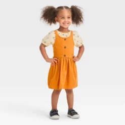 Toddler Girls' Floral Short Sleeve Top & Skirtall Set - Cat & Jack™ Yellow -Kid Clothing GUEST 1b3ee7de f583 41ae 9d6a 63101113f6b2