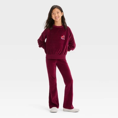 Girls' Cozy Velour Flare Pants - Cat & Jack™ 4 Girls' Cozy Velour Flare Pants - Cat & Jack™ - Image 2