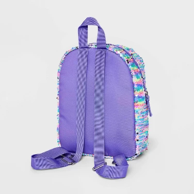 Girls' 10.5" Reverse Sequin Mini Backpack - Cat & Jack™ Purple 3 Girls' 10.5" Reverse Sequin Mini Backpack - Cat & Jack™ Purple