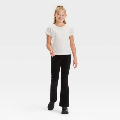 Girls' Cozy Ribbed Velour Flare Pants - Cat & Jack™ 4 Girls' Cozy Ribbed Velour Flare Pants - Cat & Jack™ - Image 2