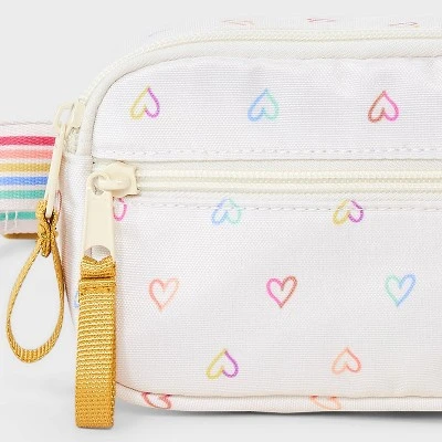 Girls' Heart Print Fanny Crossbody Bag - Cat & Jack™️ White: Adjustable Strap, Lightweight Miniature Design, Woven Polyester 5 Girls' Heart Print Fanny Crossbody Bag - Cat & Jack™️ White: Adjustable Strap, Lightweight Miniature Design, Woven Polyester - Image 3