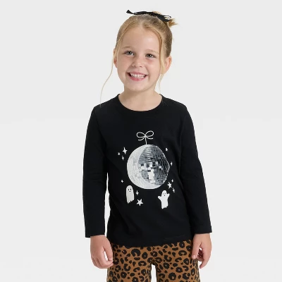 Toddler Girls' Long Sleeve Halloween Graphic T-Shirt - Cat & Jack™ Black 6 Toddler Girls' Long Sleeve Halloween Graphic T-Shirt - Cat & Jack™ Black - Image 4