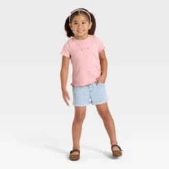 Toddler Girls' Short Sleeve Flower Ribbed T-Shirt - Cat & Jack™ Light Mauve 3T 7 Toddler Girls' Short Sleeve Flower Ribbed T-Shirt - Cat & Jack™ Light Mauve 3T -Kid Clothing GUEST 1dd0c84e 411b 453c 880d 73e36bc4bb32 4