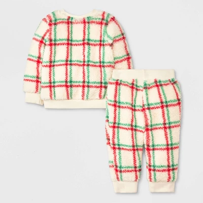 Baby Plaid Faux Shearling Top & Bottom Set - Cat & Jack™ Off-White 3 Baby Plaid Faux Shearling Top & Bottom Set - Cat & Jack™ Off-White