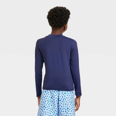 Boys' Solid Long Sleeve Rash Guard Swim Shirt - Cat & Jack™ Navy Blue 4 Boys' Solid Long Sleeve Rash Guard Swim Shirt - Cat & Jack™ Navy Blue - Image 2