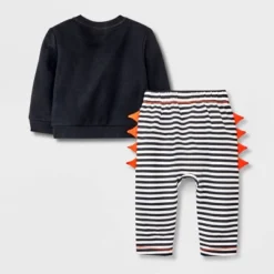 Baby 2pc Milk Monster Long Sleeve Top & Bottom Set - Halloween - Cat & Jack™ Black
