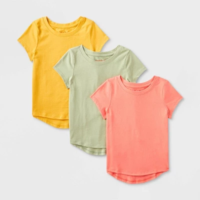 Toddler Girls' 3pk Solid Shirt Set - Cat & Jack™ Orange/Amber Yellow/Olive Green 5 Toddler Girls' 3pk Solid Shirt Set - Cat & Jack™ Orange/Amber Yellow/Olive Green - Image 3