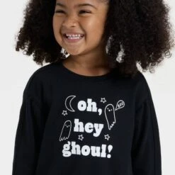 Toddler Girls' Halloween French Terry Pullover - Cat & Jack™ Black