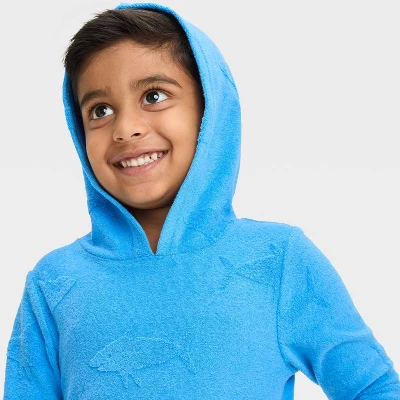 Toddler Boys' Sharks Printed Embossed Pullover Cover Up - Cat & Jack™ Blue 4 Toddler Boys' Sharks Printed Embossed Pullover Cover Up - Cat & Jack™ Blue - Image 2