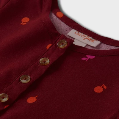 Toddler Girls' Apple Button-Front Short Sleeve Dress - Cat & Jack™ Burgundy 12M 4 Toddler Girls' Apple Button-Front Short Sleeve Dress - Cat & Jack™ Burgundy 12M - Image 2
