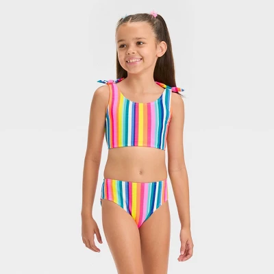 Girls' Festive Striped Bikini Set - Cat & Jack™ 5 Girls' Festive Striped Bikini Set - Cat & Jack™ - Image 3