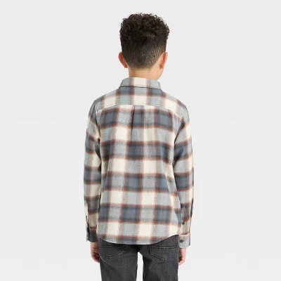 Boys' Long Sleeve Button-Down Plaid Flannel Shirt - Cat & Jack™ 3 Boys' Long Sleeve Button-Down Plaid Flannel Shirt - Cat & Jack™